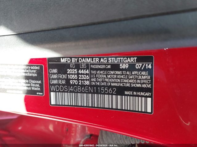 WDDSJ4GB6EN115562 Mercedes-Benz CLA 250 4MATIC