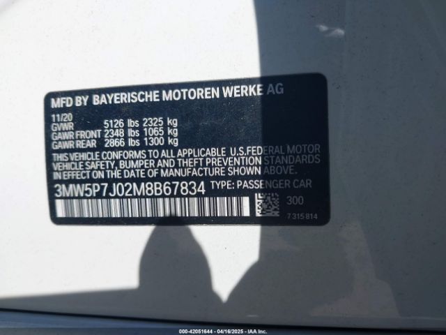 3MW5P7J02M8B67834 BMW 3 Series 330e