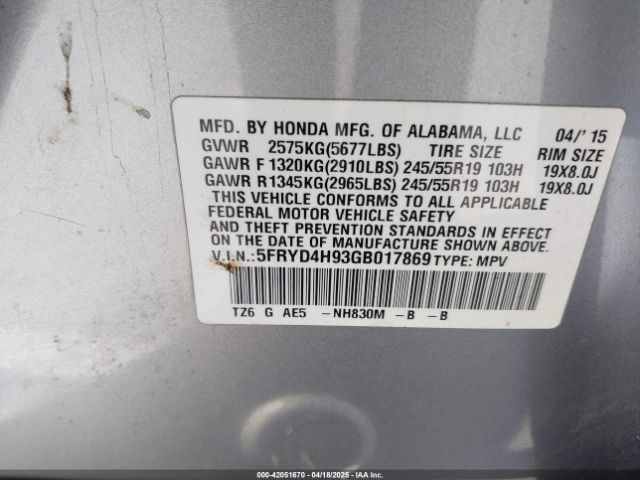 5FRYD4H93GB017869 Acura Mdx Advance   Entertainment Packages/advance Package