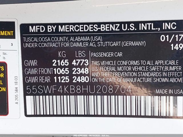 2017 MERCEDES-BENZ C 300 55SWF4KB8HU208704 Photo 8