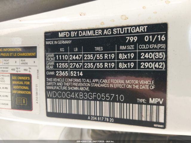 WDC0G4KB3GF055710 Mercedes-Benz Glc 300 4matic