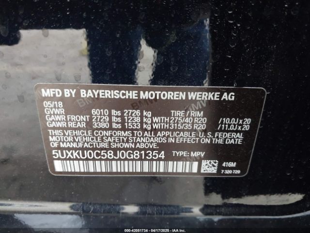 5UXKU0C58J0G81354 BMW X6 Sdrive35i