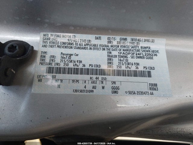 Ford FOCUS SE 2015 1FADP3F24FL229236 Image 9