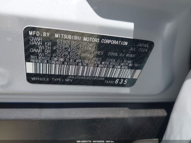 JA4J3VA82RZ085066 Mitsubishi Outlander Se 2.5 2wd/se Black Edition S-awc/se Black Edition W/pano Roof S-awc
