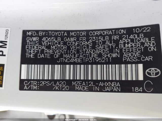 JTNC4MBE1P3195211 Toyota Corolla Xse