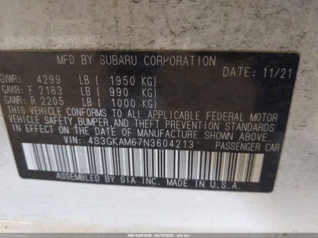 4S3GKAM67N3604213 Subaru Impreza Sport