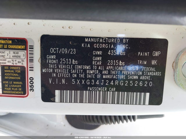 5XXG34J24RG252620 KIA K5 EX