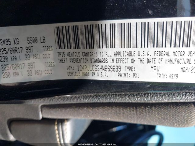 1C4PJLCS3HW669639 Jeep Cherokee Latitude Fwd