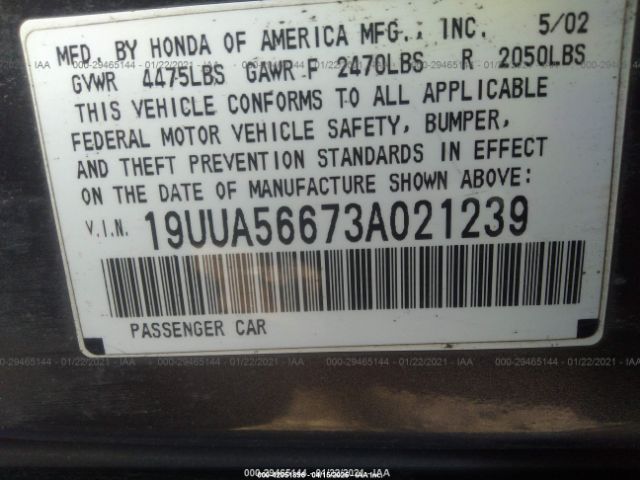 2003 ACURA TL 19UUA56673A021239 Photo 8