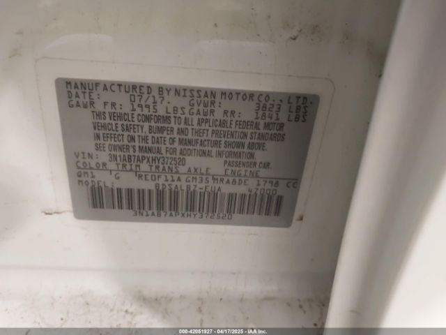 3N1AB7APXHY372520 Nissan SENTRA S