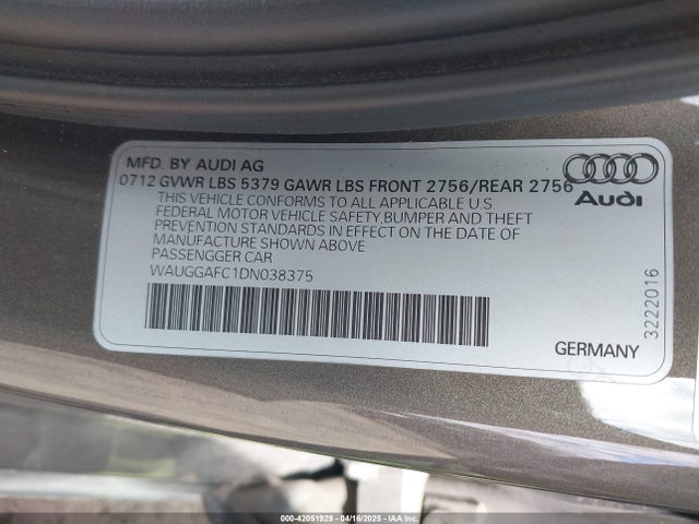 2013 AUDI A6 WAUGGAFC1DN038375 Photo 8