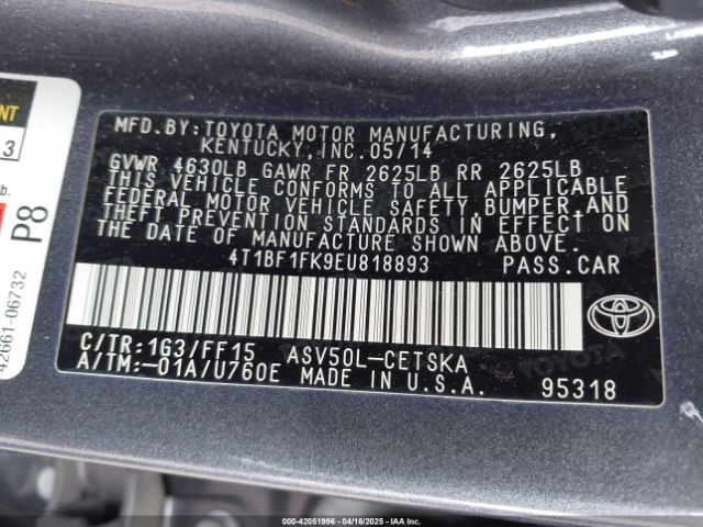 4T1BF1FK9EU818893 Toyota Camry Se Sport