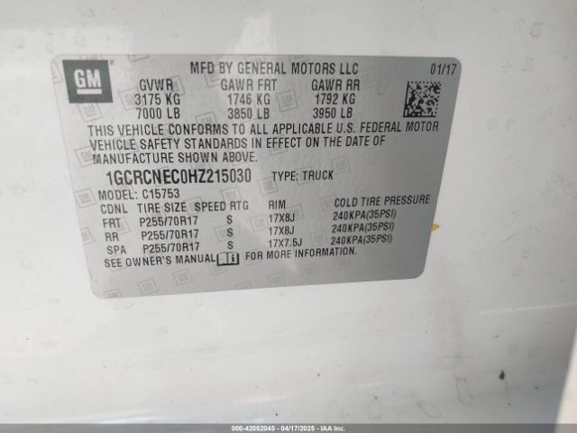 1GCRCNEC0HZ215030 Chevrolet Silverado 1500 Ls