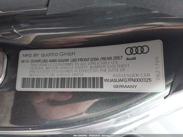 WUASUAFG7FN000325 Audi R8 4.2