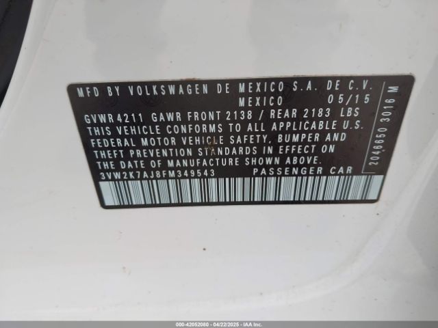 3VW2K7AJ8FM349543 Volkswagen Jetta 2.0l S