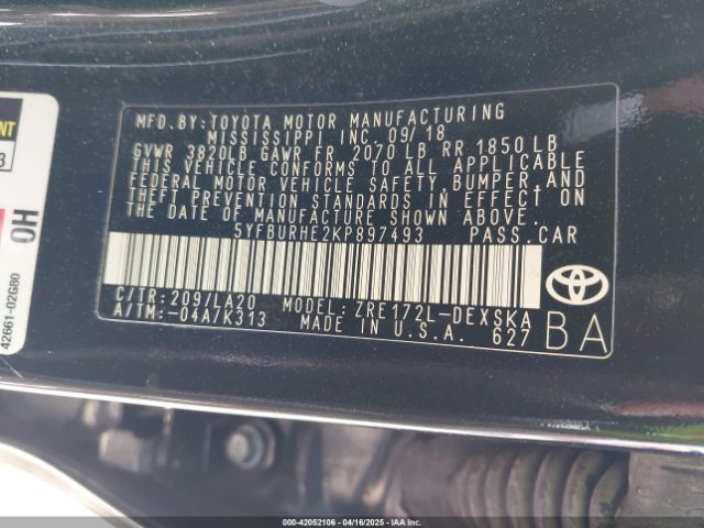 5YFBURHE2KP897493 Toyota Corolla Xse