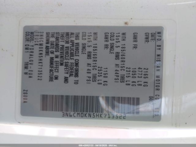 3N6CM0KN5HK713522 Nissan NV200 SV