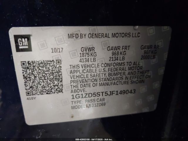 1G1ZD5ST5JF149043 Chevrolet MALIBU LT