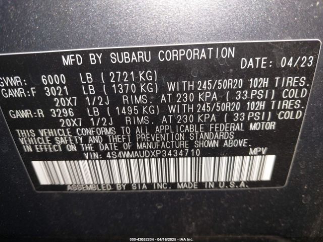 2023 SUBARU ASCENT 4S4WMAUDXP3434710 Photo 8