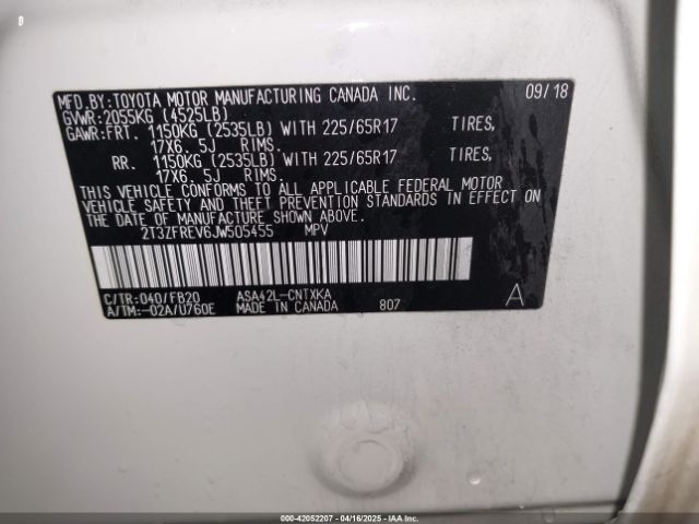 2T3ZFREV6JW505455 Toyota RAV4 LE
