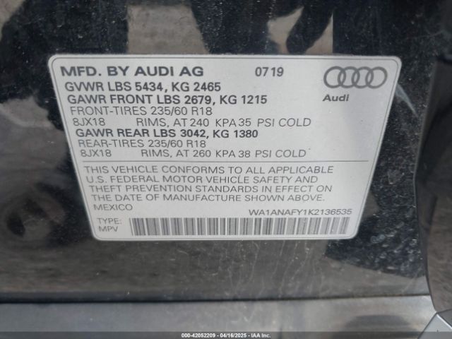 WA1ANAFY1K2136535 Audi Q5 45 Premium