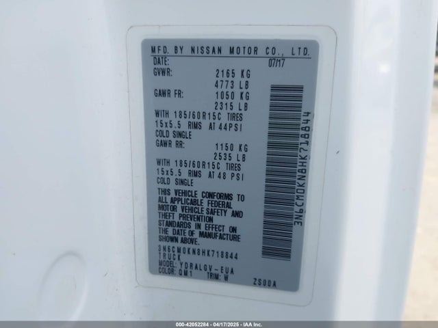 3N6CM0KN8HK718844 Nissan NV200 SV