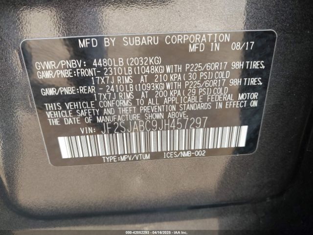 JF2SJABC9JH457297 Subaru Forester 2.5i
