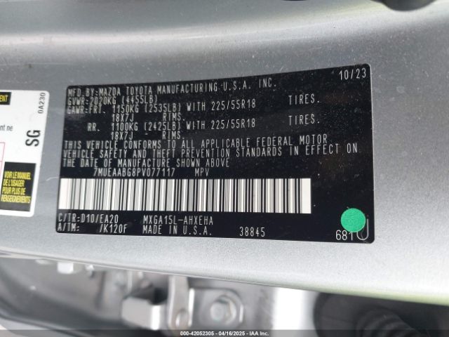 7MUEAABG8PV077117 Toyota Corolla Cross Xle