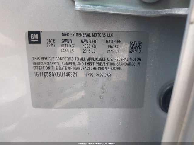 1G11C5SAXGU146321 Chevrolet Malibu Limited Lt