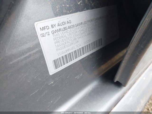 2012 AUDI A4 WAUHFAFL1CA116330 Photo 8