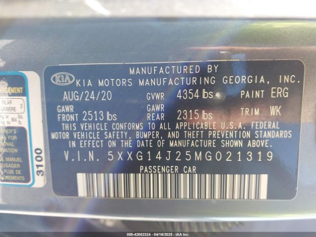5XXG14J25MG021319 KIA K5 LXS