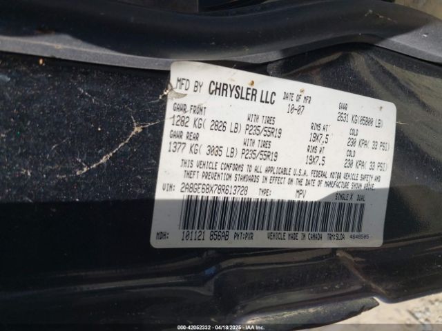 2008 CHRYSLER PACIFICA 2A8GF68X78R613728 Photo 8