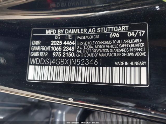 WDDSJ4GBXJN523461 Mercedes-Benz CLA 250 4MATIC