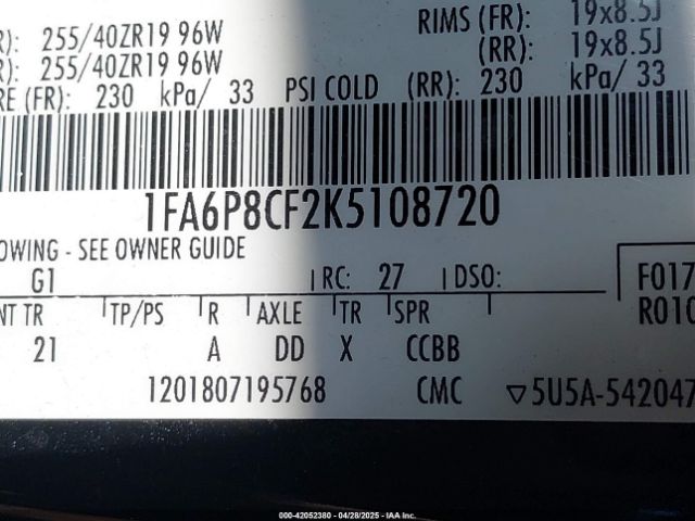 2019 FORD MUSTANG 1FA6P8CF2K5108720 Photo 8