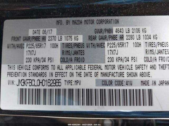 JM3KFBCL0H0162965 Mazda Cx-5 Touring