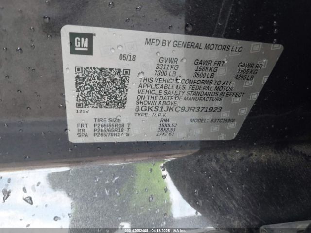 1GKS1JKC9JR371923 GMC Yukon Xl Slt Standard Edition