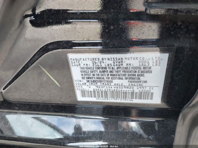 3N1AB8CV9RY378456 Nissan Sentra Sv Xtronic Cvt