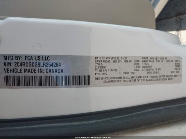 2C4RDGCG9LR254264 Dodge Grand Caravan Sxt