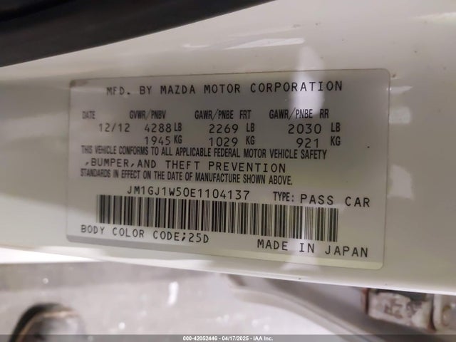 JM1GJ1W50E1104137 Mazda Mazda6 I Grand Touring