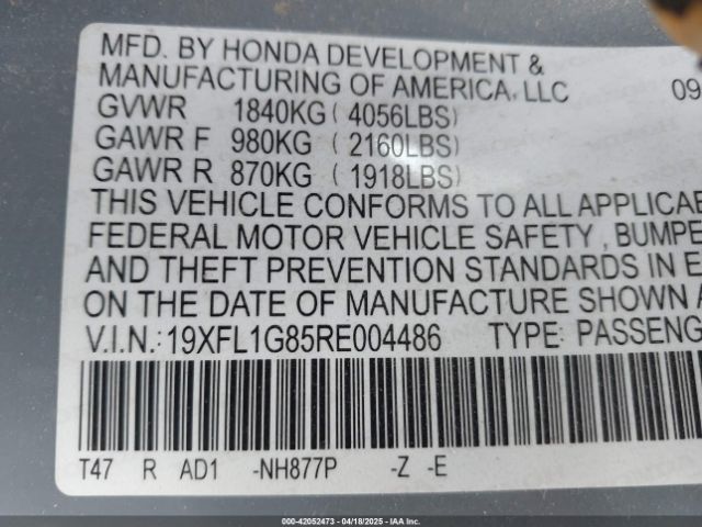 19XFL1G85RE004486 Honda Civic Sport Touring