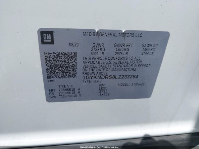 1GYKNDRS8LZ233284 Cadillac Xt5 Awd Premium Luxury