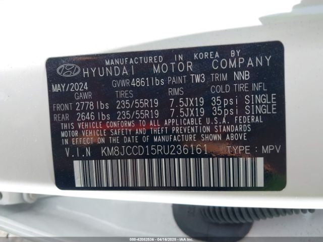 KM8JCCD15RU236161 Hyundai Tucson Hybrid Sel Convenience