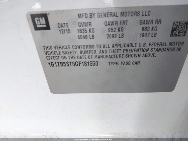 1G1ZB5ST8GF181550 Chevrolet MALIBU LS