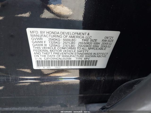 5J8YD9H42NL002584 Acura Mdx Technology Package