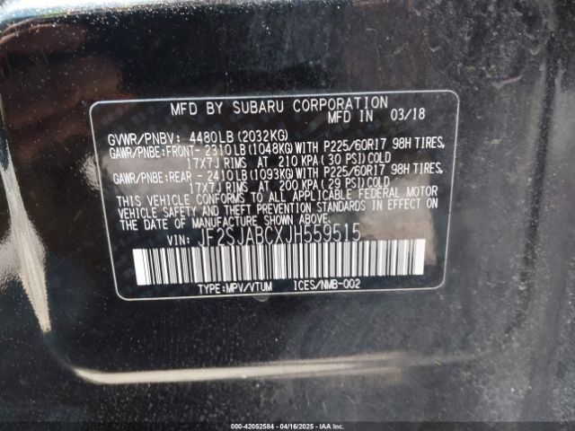 JF2SJABCXJH559515 Subaru Forester 2.5i