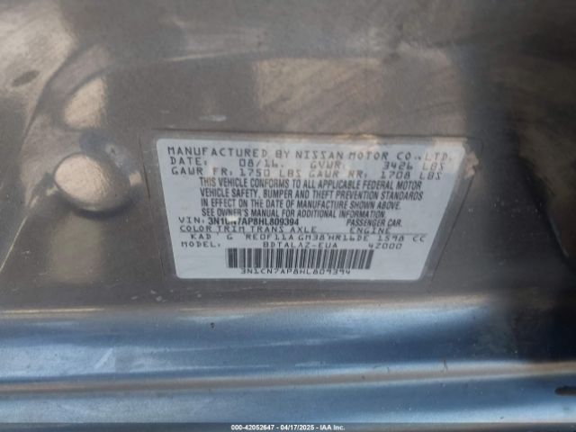 3N1CN7AP8HL809394 Nissan Versa 1.6 S+