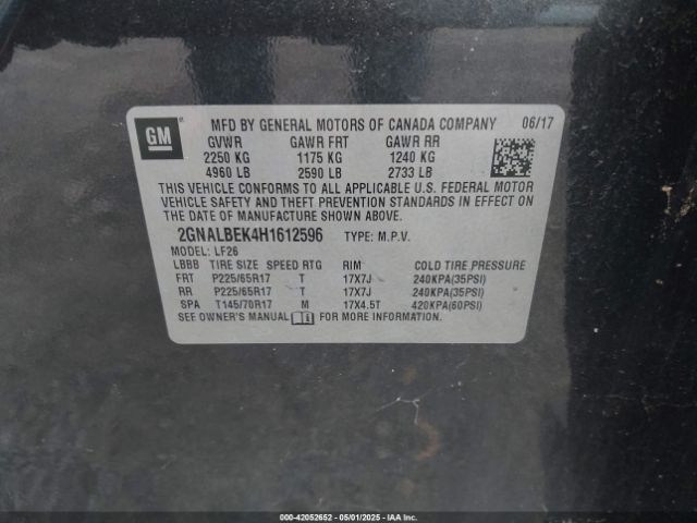 2GNALBEK4H1612596 Chevrolet EQUINOX LS
