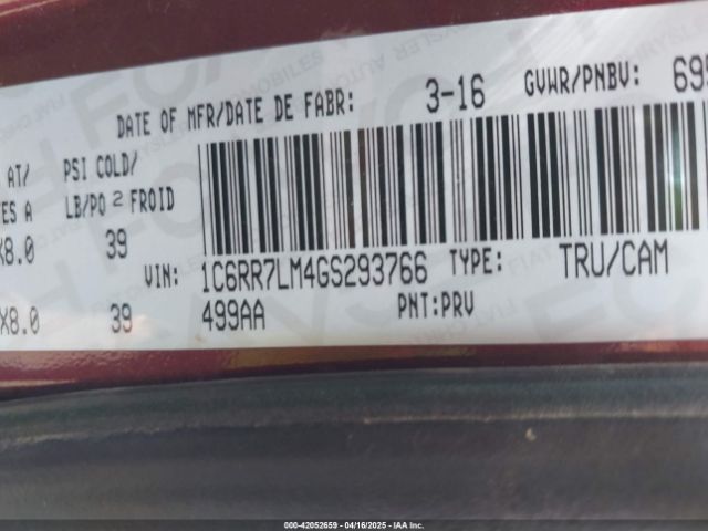 1C6RR7LM4GS293766 RAM 1500 Slt