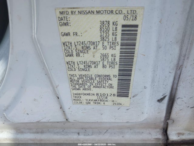 1N6BF0KM8JN810128 Nissan 2018