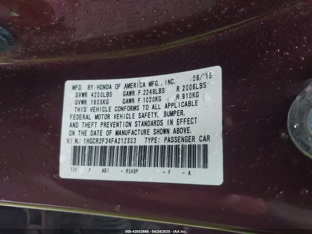1HGCR2F34FA212503 Honda ACCORD LX